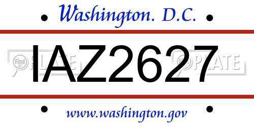 IAZ2627 District Of Columbia License Plate