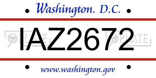 IAZ2672 District Of Columbia License Plate