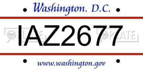IAZ2677 District Of Columbia License Plate