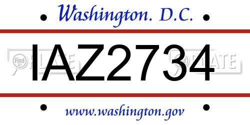 IAZ2734 District Of Columbia License Plate