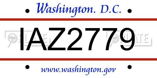 IAZ2779 District Of Columbia License Plate
