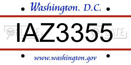 IAZ3355 District Of Columbia License Plate