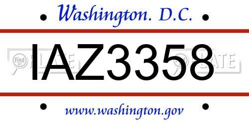 IAZ3358 District Of Columbia License Plate