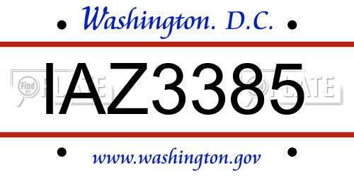 IAZ3385 District Of Columbia License Plate