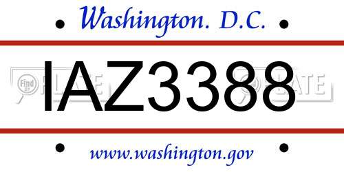 IAZ3388 District Of Columbia License Plate