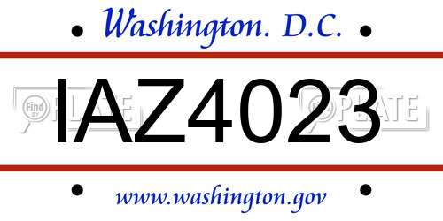 IAZ4023 District Of Columbia License Plate