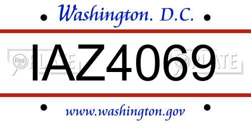 IAZ4069 District Of Columbia License Plate