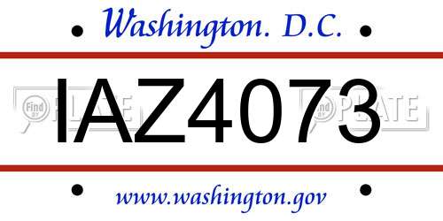 IAZ4073 District Of Columbia License Plate