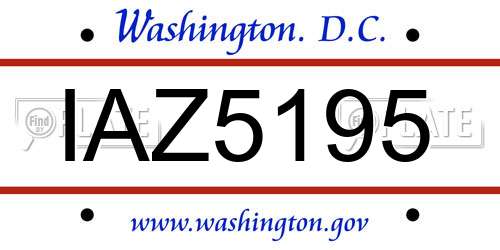 IAZ5195 District Of Columbia License Plate