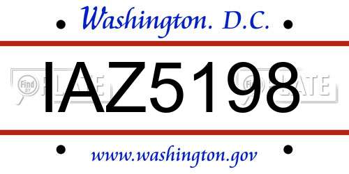 IAZ5198 District Of Columbia License Plate