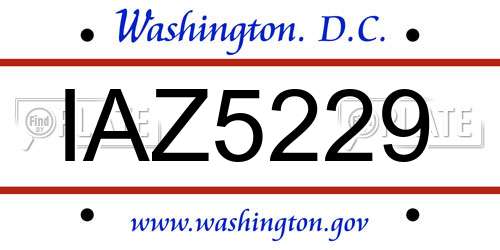 IAZ5229 District Of Columbia License Plate