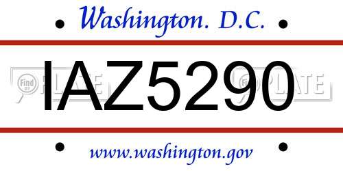 IAZ5290 District Of Columbia License Plate