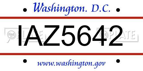 IAZ5642 District Of Columbia License Plate