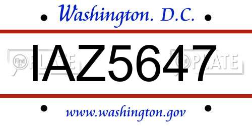 IAZ5647 District Of Columbia License Plate
