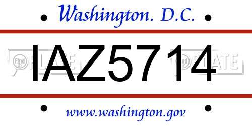 IAZ5714 District Of Columbia License Plate