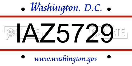 IAZ5729 District Of Columbia License Plate