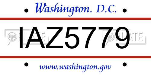 IAZ5779 District Of Columbia License Plate