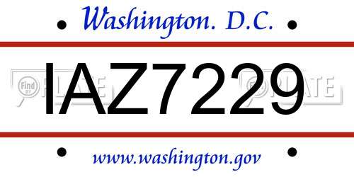 IAZ7229 District Of Columbia License Plate