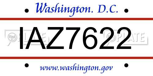 IAZ7622 District Of Columbia License Plate