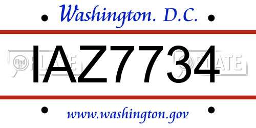 IAZ7734 District Of Columbia License Plate