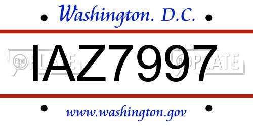 IAZ7997 District Of Columbia License Plate