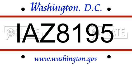 IAZ8195 District Of Columbia License Plate