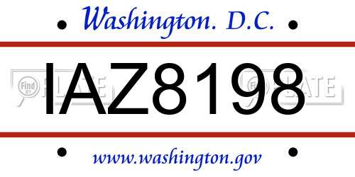 IAZ8198 District Of Columbia License Plate