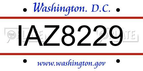 IAZ8229 District Of Columbia License Plate