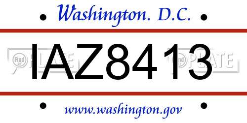 IAZ8413 District Of Columbia License Plate