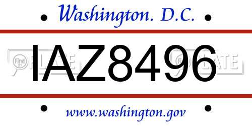 IAZ8496 District Of Columbia License Plate