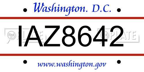 IAZ8642 District Of Columbia License Plate