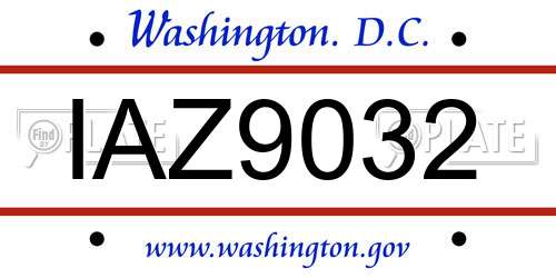 IAZ9032 District Of Columbia License Plate
