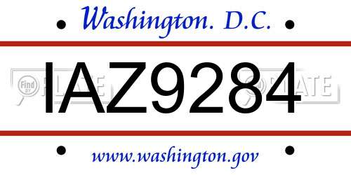 IAZ9284 District Of Columbia License Plate