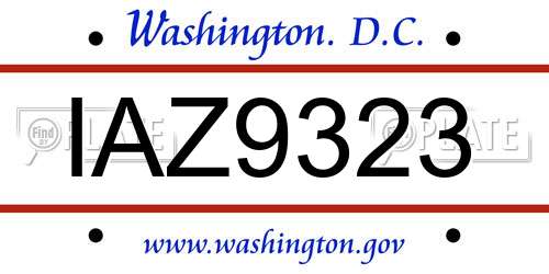 IAZ9323 District Of Columbia License Plate