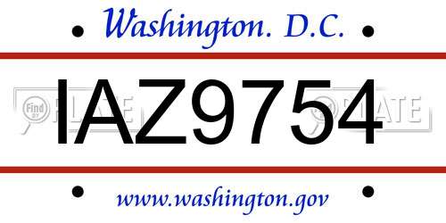 IAZ9754 District Of Columbia License Plate