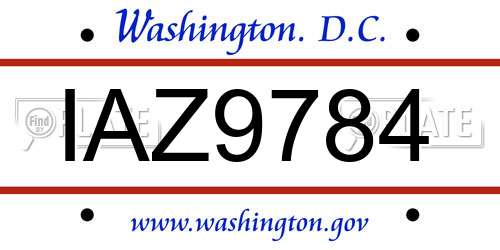 IAZ9784 District Of Columbia License Plate