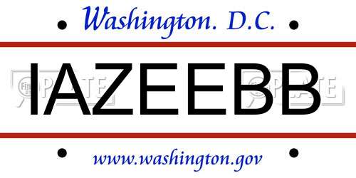 IAZEEBB District Of Columbia License Plate