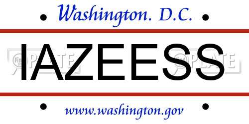 IAZEESS District Of Columbia License Plate