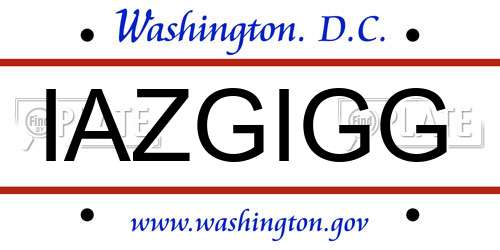 IAZGIGG District Of Columbia License Plate