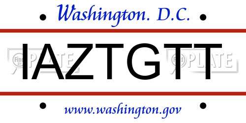 IAZTGTT District Of Columbia License Plate