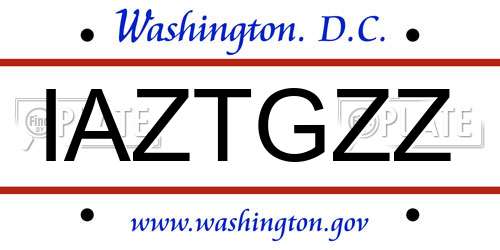 IAZTGZZ District Of Columbia License Plate