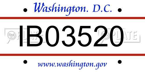 IB03520 District Of Columbia License Plate
