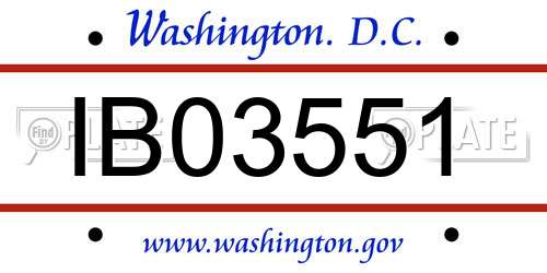 IB03551 District Of Columbia License Plate