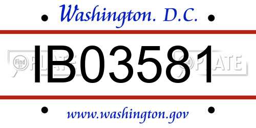 IB03581 District Of Columbia License Plate
