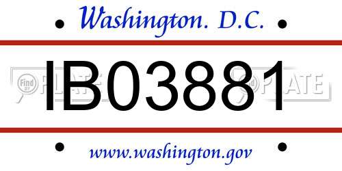 IB03881 District Of Columbia License Plate