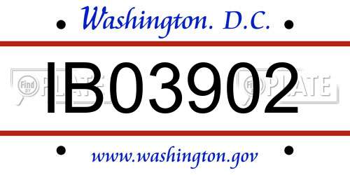 IB03902 District Of Columbia License Plate