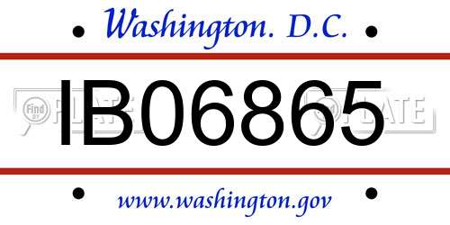 IB06865 District Of Columbia License Plate