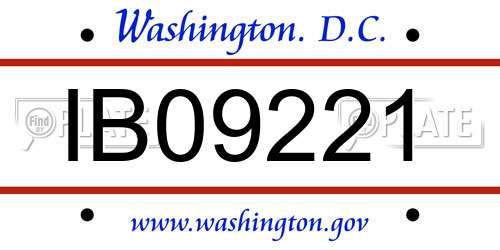 IB09221 District Of Columbia License Plate