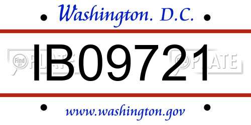 IB09721 District Of Columbia License Plate