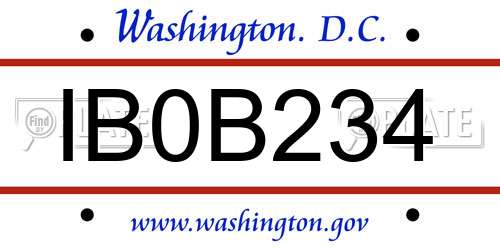 IB0B234 District Of Columbia License Plate